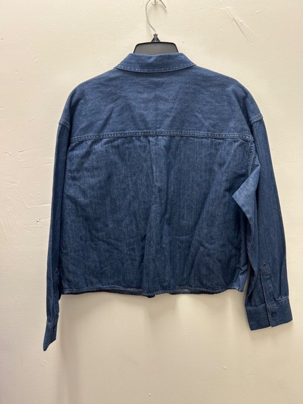 K-227 Woolrich Women's Large Utility Shirt Dark Rinse Button-Down Denim Long Sle - Picture 4 of 4